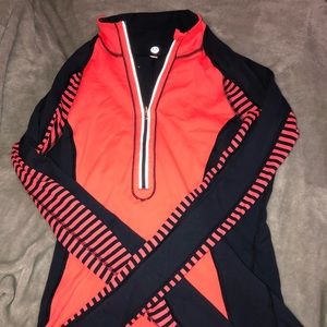 Navy blue and coral LuluLemon half zip